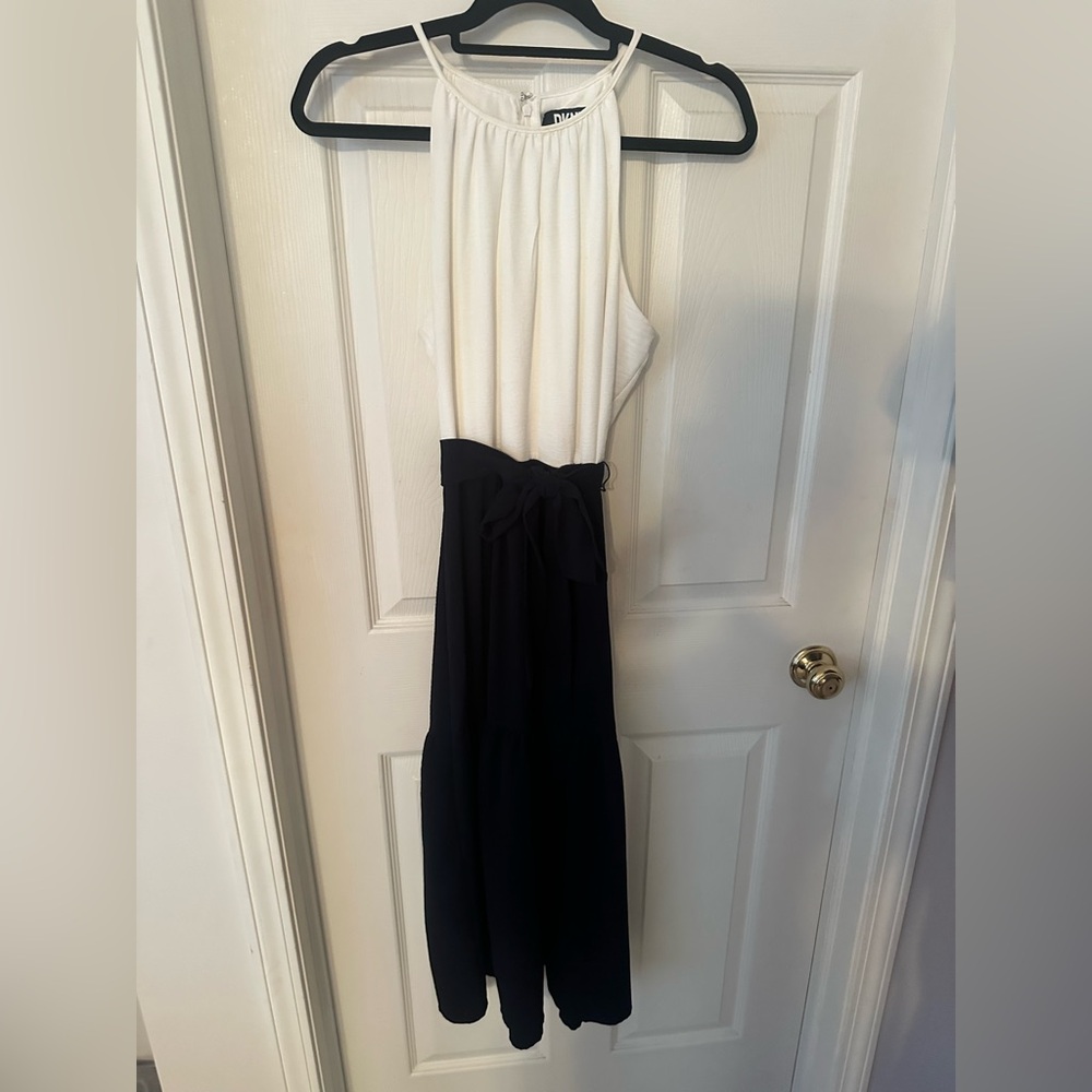 DKNY Navy and White Belted Dress size 4